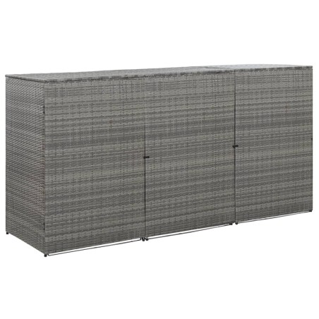 Abri de poubelle triple Anthracite 229x78x120cm Résine tressée  