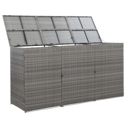 Abri de poubelle triple Anthracite 229x78x120cm Résine tressée  