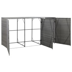 Abri de poubelle triple Anthracite 229x78x120cm Résine tressée  