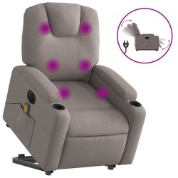 Fauteuil inclinable de massage électrique Taupe Tissu 