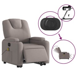 Fauteuil inclinable de massage électrique Taupe Tissu 