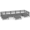 Salon de jardin 8 pcs Gris Bois de pin massif 