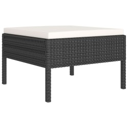 Salon de jardin 6 pcs avec coussins résine tressée noir 