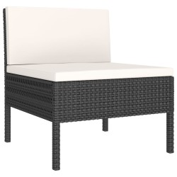 Salon de jardin 6 pcs avec coussins résine tressée noir 