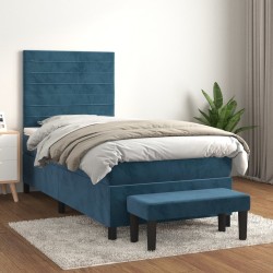 Sommier à lattes de lit et matelas Bleu foncé 80x200 cm Velours 