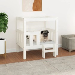 Lit pour chien Blanc 65,5x43x70 cm Bois de pin solide 