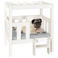 Lit pour chien Blanc 65,5x43x70 cm Bois de pin solide 