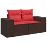 Salon de jardin avec coussins 5 pcs marron résine tressée 