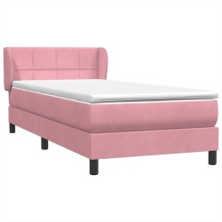 Sommier à lattes de lit avec matelas rose 100x220 cm velours 