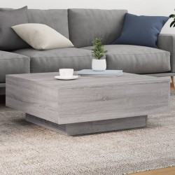Table basse avec lumières LED sonoma gris 80x80x31 cm 