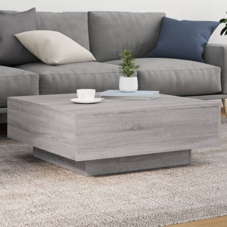 Table basse avec lumières LED sonoma gris 80x80x31 cm 