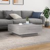 Table basse avec lumières LED sonoma gris 80x80x31 cm 