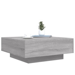 Table basse avec lumières LED sonoma gris 80x80x31 cm 