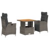 Ensemble à manger de jardin 3 pcs coussins gris résine tressée 