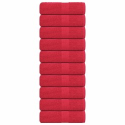 Serviettes de visage 10 pcs rouge 30x30 cm 360 g/m² 100% coton 