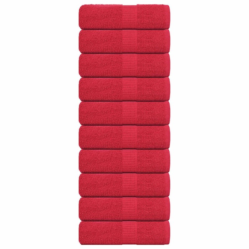 Serviettes de visage 10 pcs rouge 30x30 cm 360 g/m² 100% coton 