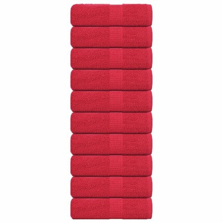 Serviettes de visage 10 pcs rouge 30x30 cm 360 g/m² 100% coton 