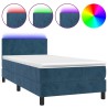 Sommier à lattes de lit avec matelas et LED Bleu foncé 90x200cm 