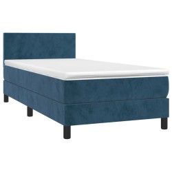 Sommier à lattes de lit avec matelas et LED Bleu foncé 90x200cm 