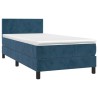 Sommier à lattes de lit avec matelas et LED Bleu foncé 90x200cm 