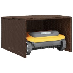 Garage pour robot tondeuse marron 86x90x52/57 cm résine tressée 