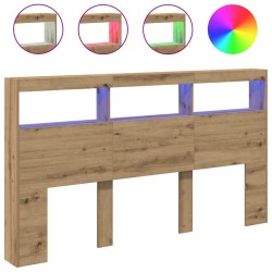 Armoire tête de lit avec LED chêne artisanal 180x17x102 cm 