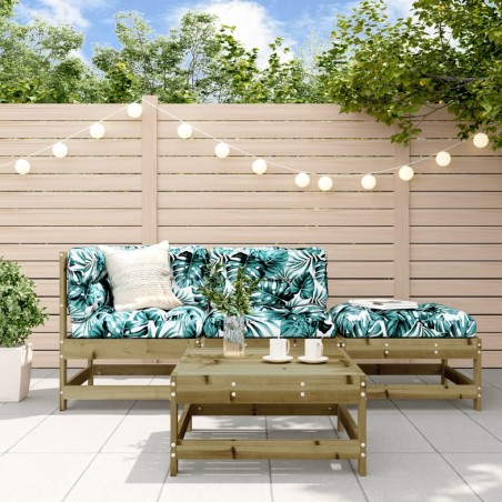 Salon de jardin 4 pcs avec coussins bois de pin imprégné 