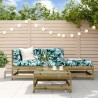 Salon de jardin 4 pcs avec coussins bois de pin imprégné 