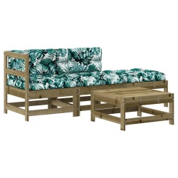 Salon de jardin 4 pcs avec coussins bois de pin imprégné 