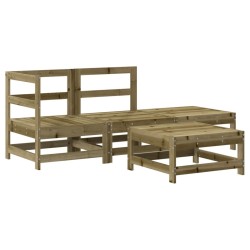 Salon de jardin 4 pcs avec coussins bois de pin imprégné 