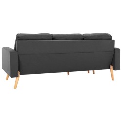 Canapé à 3 places avec repose-pied Gris foncé Tissu 
