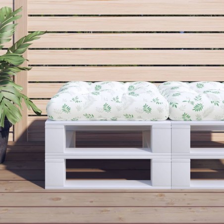 Coussin de palette à motif de feuilles 58x58x10 cm tissu oxford 