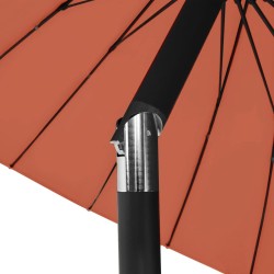 Parasol d'extérieur et mât avec aluminium 270 cm terre cuite 