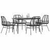 Ensemble à manger de jardin et coussins 5 pcs noir rotin verre 