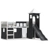 Lit superposé sans matelas avec toboggan blanc noir 90x200 cm 