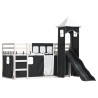 Lit superposé sans matelas avec toboggan blanc noir 90x200 cm 