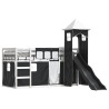 Lit superposé sans matelas avec toboggan blanc noir 90x200 cm 