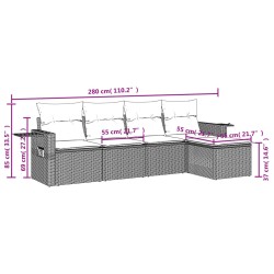 Salon de jardin avec coussins 5 pcs marron résine tressée 