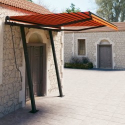 Auvent manuel rétractable avec poteaux 3x2,5 m Orange et marron 