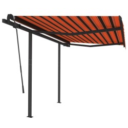 Auvent manuel rétractable avec poteaux 3x2,5 m Orange et marron 