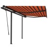 Auvent manuel rétractable avec poteaux 3x2,5 m Orange et marron 