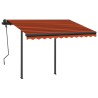 Auvent manuel rétractable avec poteaux 3x2,5 m Orange et marron 
