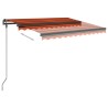 Auvent manuel rétractable avec poteaux 3x2,5 m Orange et marron 