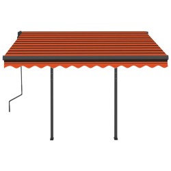 Auvent manuel rétractable avec poteaux 3x2,5 m Orange et marron 