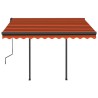 Auvent manuel rétractable avec poteaux 3x2,5 m Orange et marron 