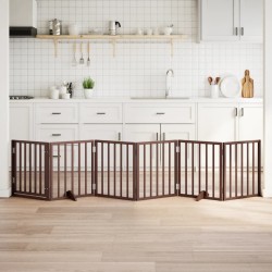 Barrière pour chiens avec porte 6 panneaux bois de peuplier 