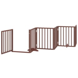 Barrière pour chiens avec porte 6 panneaux bois de peuplier 