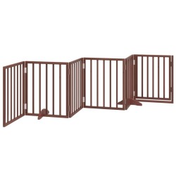 Barrière pour chiens avec porte 6 panneaux bois de peuplier 