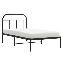 Cadre de lit métal sans matelas avec tête de lit noir 100x190cm 