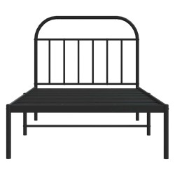 Cadre de lit métal sans matelas avec tête de lit noir 100x190cm 